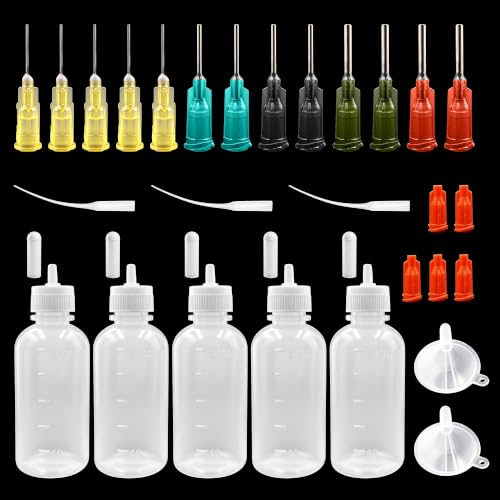 WHFRTNS 50ml translucent needle tip glue squeeze bottle with precision applicator and blunt metal tips