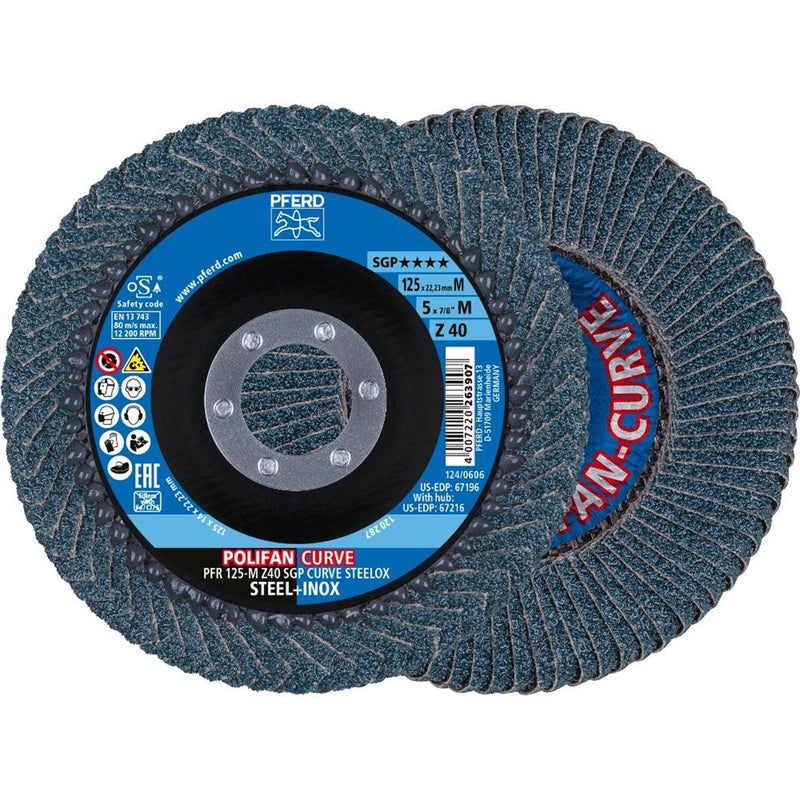 PFERD Tools Polifan Curve Serrated Washer Pack of 2 | Diameter 115 mm, Width M (11 mm), Z40, SGP Steelox | 67698032 for Precise Fillet Seam Machining Width M (11 mm) 115 Millimetres
