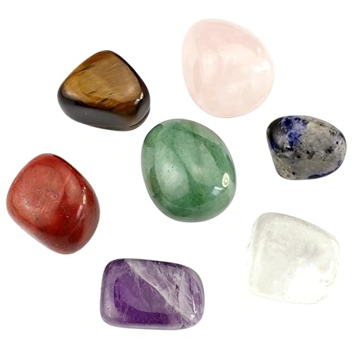 Tumbled 7 Chakra Set Natural Polished Stones Reiki Healing Crystal,Gift for Meditation Energy Balancing Spiritual Wellness Irregular Tumbled