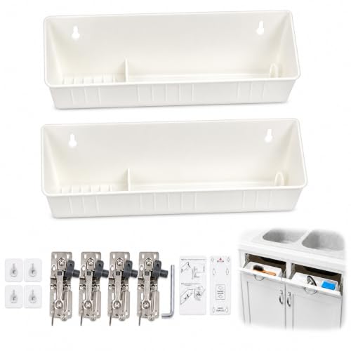 Danifikoho 11-inch plastic tip-out sink tray with cushioned soft-close hinge, measuring 10.8 x 3.9 x 1.9 inches for kitchen use.