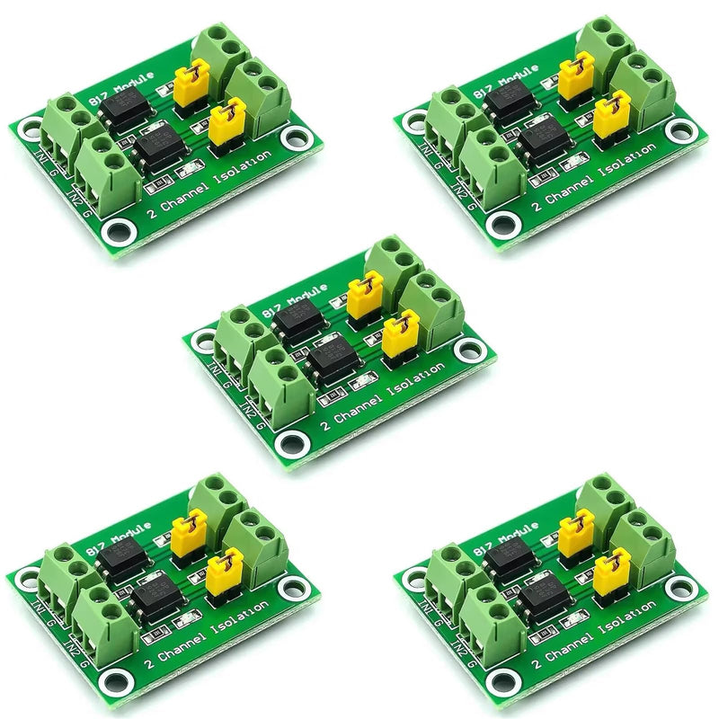 PENGLIN PC817 2 Channel Optocoupler, Voltage Insulation Board, Pack of 5 | Voltage controlled connection module, input 3.6-24V, output 3.6-30V for Arduino and industrial control