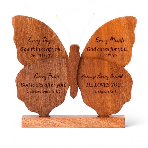Christian Gifts for Women, Wooden Butterfly Plaque with Bible Verses Christian