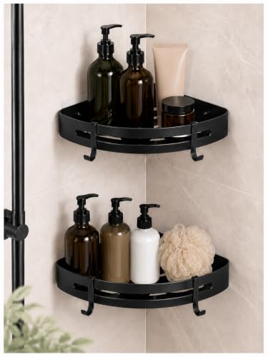 2-Pack Matte Black Corner Shower Caddy, Rustproof Example: 5 2CornerShowerCaddy