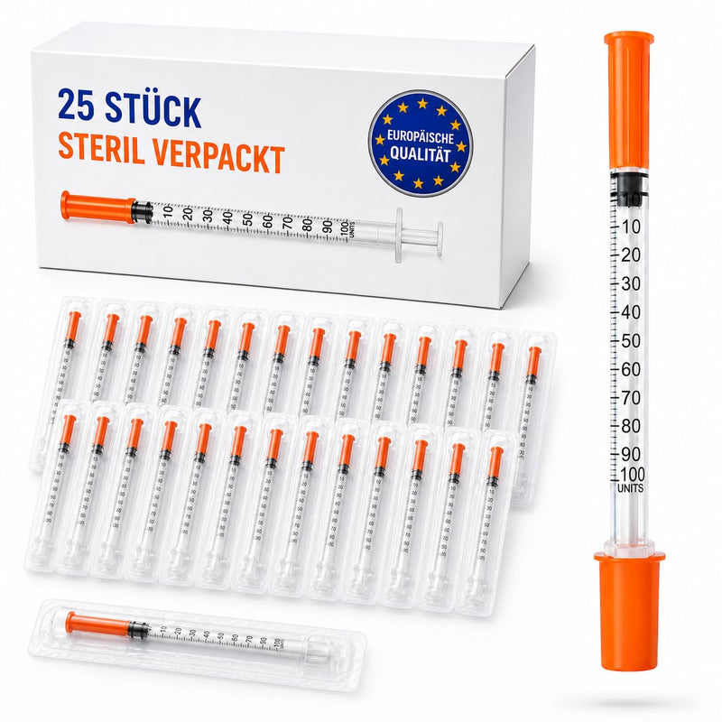 25 Pieces 0.5ml - 29G x 13mm Plastic Tube | 0.5ml Syringes with Fixed Needle Sterile Individually Packed Precise Scale for Liquid Dispensing Lab Supplies 25