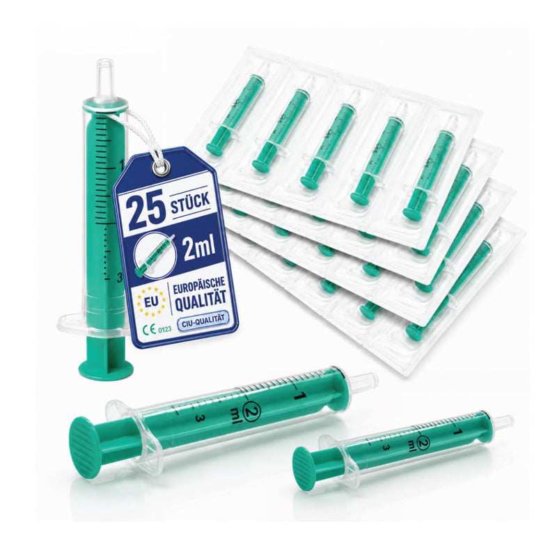 25 Pack 2ml Inject Disposable Syringes Luer Slip Centric - Disposable Syringes Pack of 25 Sterile Syringes for Laboratory and Industrial Applications