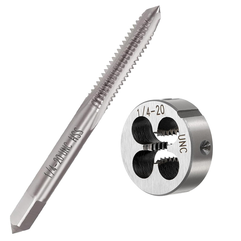 Tap and Die Set, 1/4"-20 UNC, HSS, Machine Tap with Round Die, Right Hand Thread