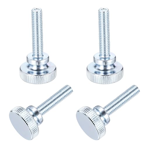 BOLTALIVON M6x25mm knurled thumb screws, zinc-plated silver and blue, 26-piece set