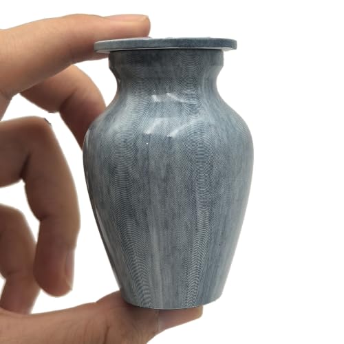 Marble Cremation Urns for Human Ashes-Small Memorial Token Urn with Velvet Bag – A Perfect Tribute & Gift for Families Blue Small