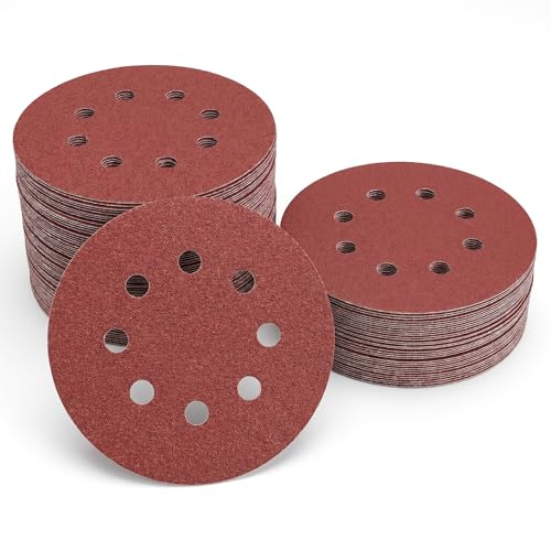 Sanding Discs for Random Orbital Sanders 125 mm Pack of 100 | Sandpaper Set Grit 40/60/80/100/120/240/320/400/600/800 for Wood Metal Furniture Polishing