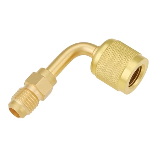 ECSiNG HVAC Refrigerant Can Adapter 1/4 in LH Female Thread to 1/4 in RH Male Thread 90° Elbow Compatible with A2L R454B R32 90-degree