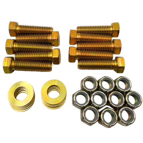7/16"-14 x 1-1/2" Grade 8 Bolts (10-Pack) – Heavy-Duty Hex Bolts Includes Flat Washers & Nylon Lock Nuts – High-Strength SAE J429 Anti-Vibration 1.5" Coarse Thread Bolts 10 Bolts, Washers, Nuts