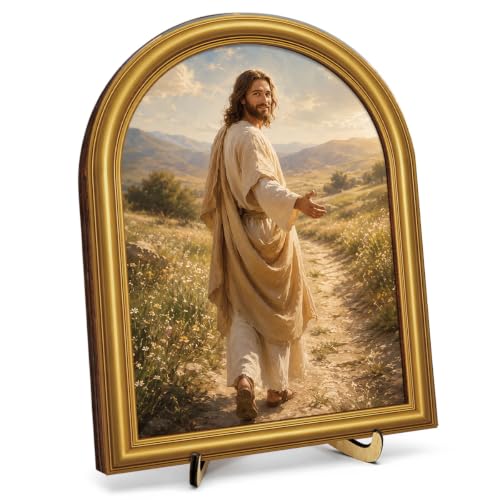 Christian Jesus Table Decor Golden Meadow Wall Art Sign 8x10 Rustic Jesus