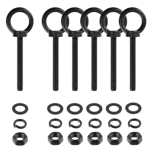 Antrader M10 x 80mm black stainless steel lifting shoulder eye bolts, 6-piece set
