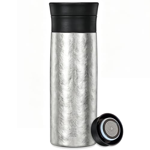 Keith 12.8oz Titanium Vacuum Insulated Water Bottle, Leakproof Tea Bottle