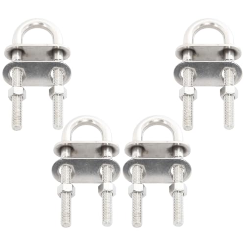 NovelBee 4-piece stainless steel 3/8-inch U bolts and bow eye eyebolts for boats, 2-5/8-inch thread length