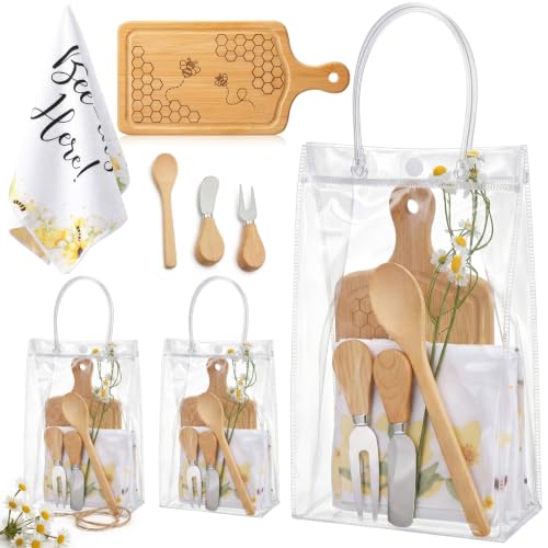 Nuenen Bee Mini Charcuterie Board cheese server set, rectangular shape, perfect for baby shower game prizes, made of wood.
