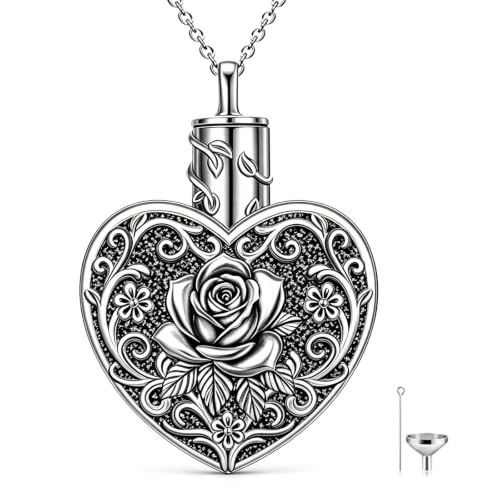Rose Flower Urn Necklace for Ashes for Women