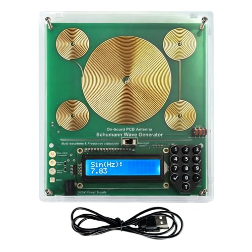 Schumann Resonance Generator, 1 Piece Frequency Generator 0.01 Hz - 100000 Hz with Various Waveforms, Pulse Rate Resonator for Deep Sleep and Concentration Green gold-plated, with case