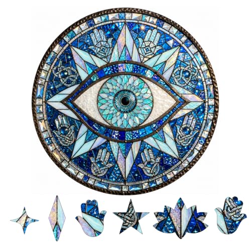 Evil Eye Acrylic Jigsaw Puzzle Suncatcher, Acrylic Window Art, Home and Garden Decor 70 Pieces, 7.4in Evil Eye 1 18.8cm/7.4in