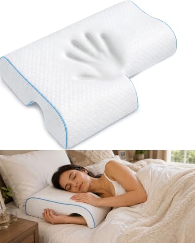 Side Sleeper Pillow with Arm Hole, Memory Foam Side Sleeper Pillow for Neck Shoulder Pain Relief, Washable Cover, 2 Pillowcases (Right) Right