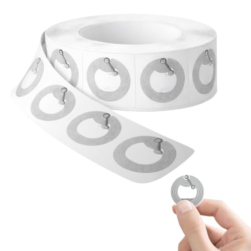 Pack of 60 NFC Tag Stickers - Rewritable Ntag215 Stickers - 504 Bytes Memory - Self Adhesive & Waterproof - Compatible for All NFC Enabled Phones and Devices - 25mm Diameter