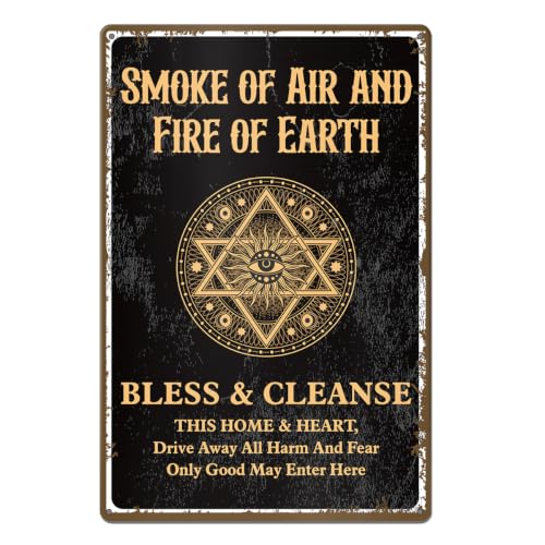 Witchy Spiritual Metal Sign, Evil Eye Bless Cleanse Home Wall Decor W01