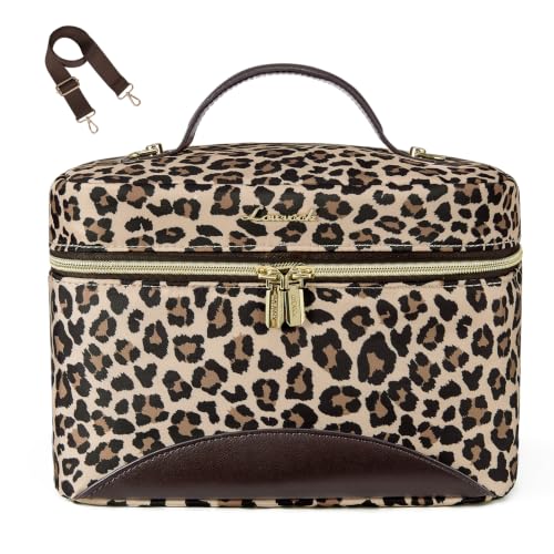 LOVEVOOK Insulated Lunch Box for Women,Adult Lunch Cooler Bag Women Brown Leopard Print Medium
