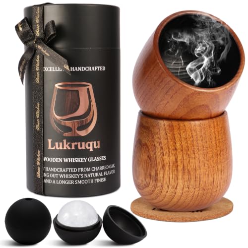 Charred Wood Whiskey Glass, Old Fashioned Bourbon Gifts for Men-2P Charred-2Pack