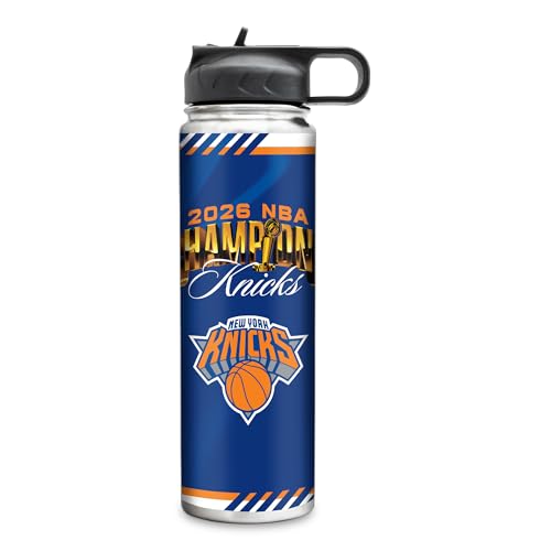 Rico Industries NBA Basketball New York Knicks 2026 NBA Champions 22oz Stainless Steel Tumbler with Lid - Great For Coffee, Tea, Water or Cocktails