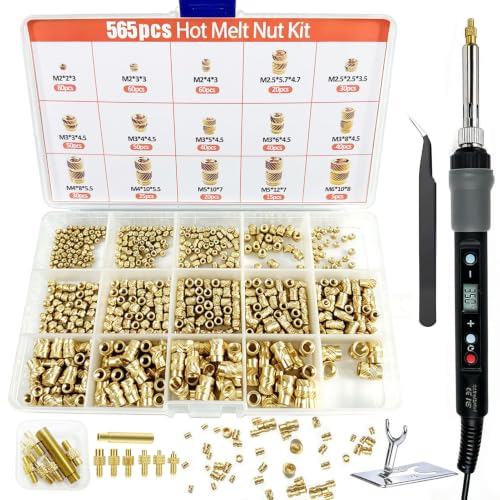 BIBOKLTIY heat set threaded inserts set with M2–M6 inserts and insert tip