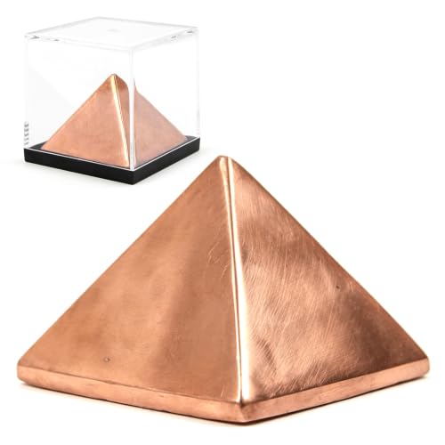 1PC 1.8" Solid Pure Copper Pyramid with Acrylic Display Box