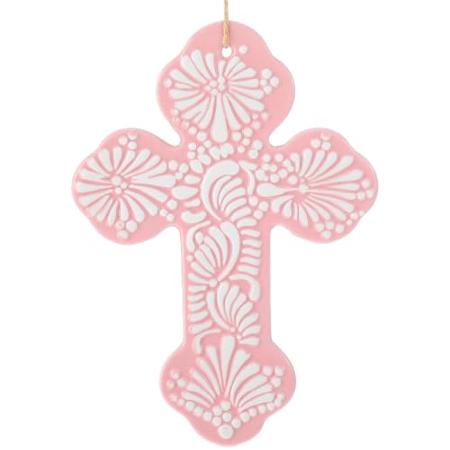 Ferrochef Cross for Wall Talavera Ceramic Cross Decor Mexican, Pink