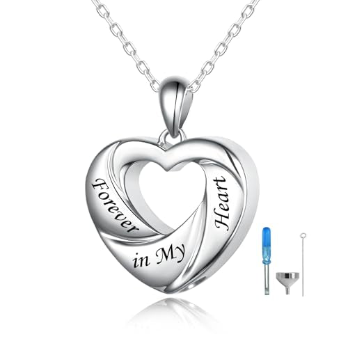 Cremation Jewelry Sterling Silver Heart Urn Necklace for Ashes