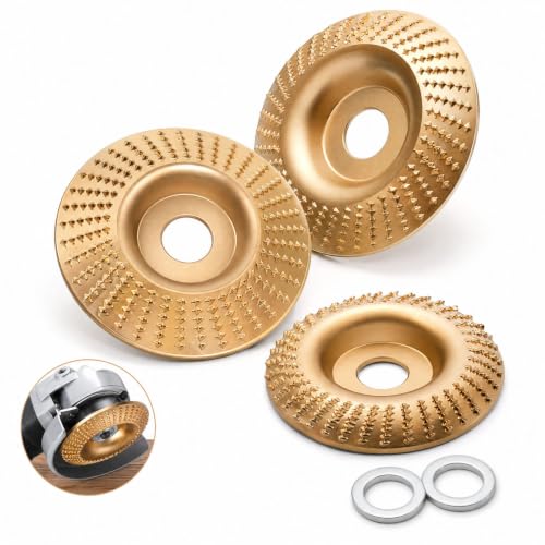 Pack of 3 Wood Sanding Discs for Angle Grinder Roughing Discs, Inner Diameter 22 mm, Tungsten Carbide Sanding Disc & Wood Grinding Disc, Tungsten Carbide Disc for Wood Grinding