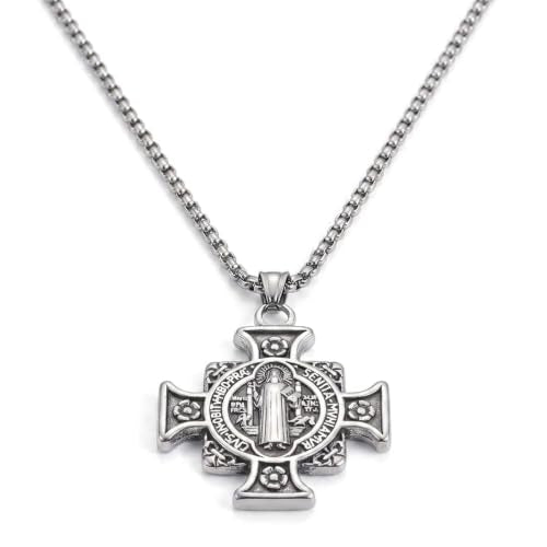Cross Pendant with Saint Benedict Necklace