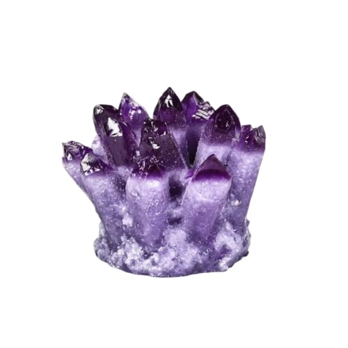 Amethyst Crystal Cluster Clear Resin Quartz Crystal for Home Office Desk Meditation Room Decor Healing Crystal Stone Ornament Gift for Reiki Yoga Lovers