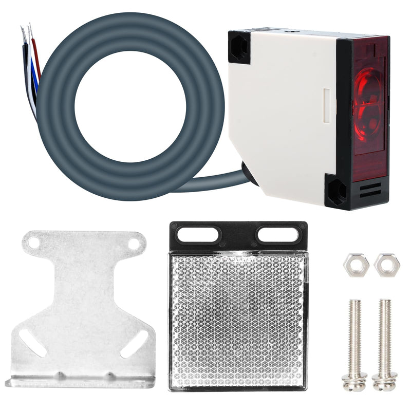Photoelectric Sensor Switch Reflector Photoelectric Photoelectric Sensor 12-24VDC | Ensor for light barrier continuity detector induction distance 0.1-4 m adjustable (E3Jk-R4M1)