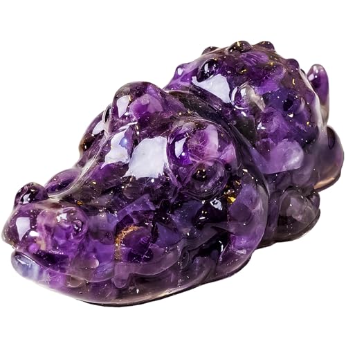 Amethyst Crystal Crocodile Figurine, Natural Resin Alligator Statue for Home Office Desk Decor, Healing Crystals Purple Gifts & Spiritual Gifts for Women Men, Good Luck Animal Ornaments Amethyst