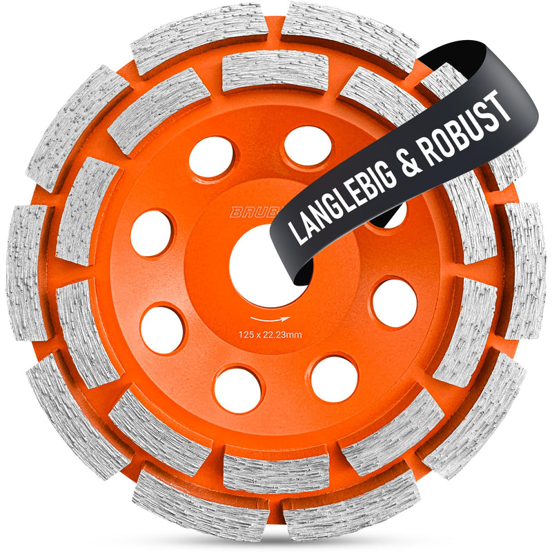BAUBECK 125 Diamond Cup Wheel 125 mm for Stone, Concrete, Powerful Compatible with Angle Grinder from Bosch, Metabo, Diamond Cup Wheel 125, Diamond Grinding Wheel 125 125 cup wheel (concrete, granite, stone) 1