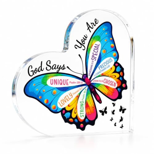 Christian Gifts for Women Acrylic Heart Plaque, Inspirational Scripture
