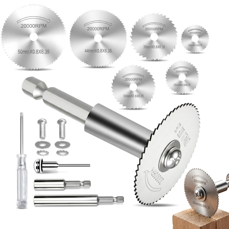 Cutting Discs for Metal, Set of 10 Cutting Discs for Dremel Accessories, Complete Set with 6 Cutting Discs 65 mm/106 mm Adapter for Cutting Wood, Stone, Metal