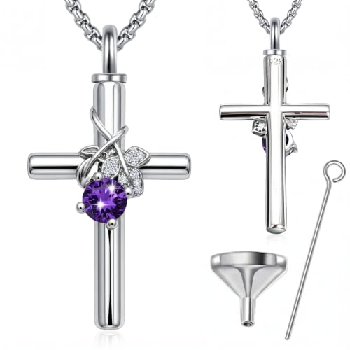 Urn Necklaces for Ashes, Ashes Keepsake Cremation Jewelry for Women Men Cross Urn