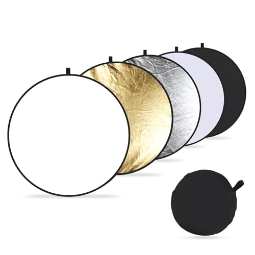 PULUZ 32inch/80cm Light Reflector Diffuser 5 in 1 Collapsible Multi Disc with Bag - Translucent, Silver, Gold, White and Black for Studio Photography Lighting Outdoor 80cm/32inch