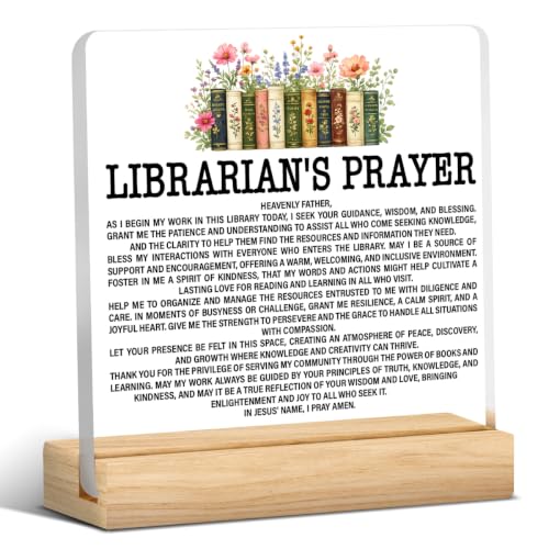 Christian Librarian's Prayer Acrylic Desk Sign, Librarian Gifts for Women