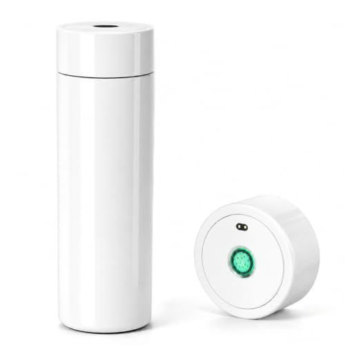 Smart Fingerprint Lock Water Bottle 450ml with Auto-Open Lid, Stainless Steel, Leak-Proof & Tamper-Proof, Keeps Drinks Hot or Cold 12 Hours, Perfect for Office, Travel & Gym(White) White