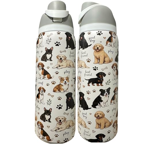 Vet Stainless steel tumbler Cup for veterinarian 40oz tumbler Animal New tumbler Water bottle Cute animal cup (32oz White(72)-Dogs(TP)) 32oz White(72)-Dogs(TP)