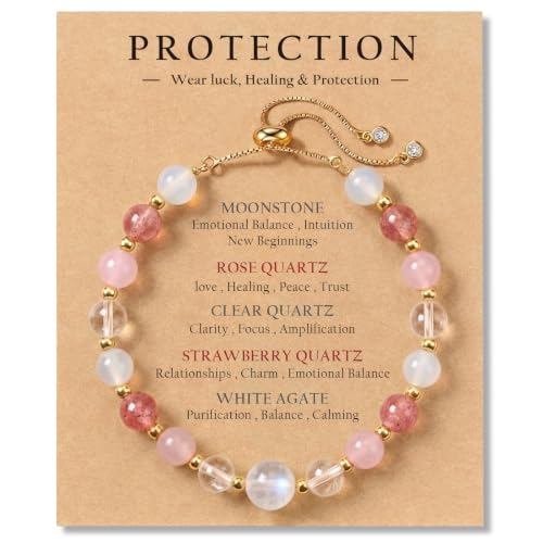 Healing Crystal Moonstone Bracelets for Women, Protection Jewelry Gifts