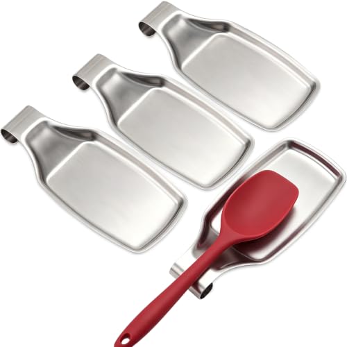 4 Pcs Silver Spoon Rest for Kitchen Stove Top Stainless Steel
