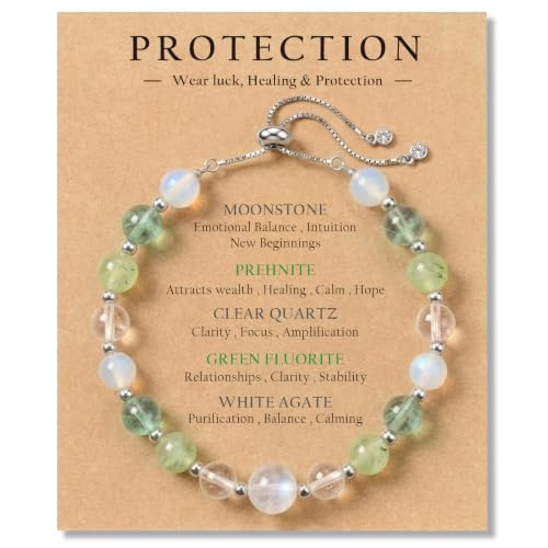 Healing Crystal Moonstone Bracelets for Women, Protection Jewelry Gifts