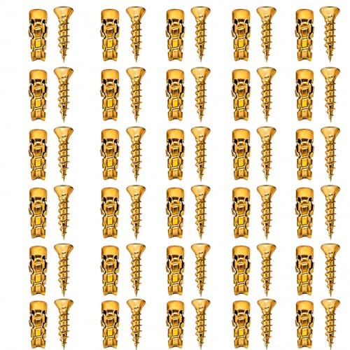 Tvisenva 30-pack 6×14mm gold expansion screws for cabinet and door hinge thread repair in wood, tile, or stone